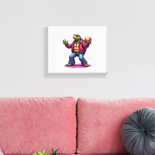 Esthetische Turtle Disco T-shirt Canvas Afdruk (Insitu (Woonkamer))
