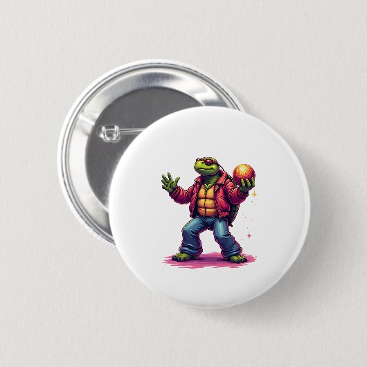 Esthetische Turtle Disco T-shirt Ronde Button 5,7 Cm (Voorkant /achterkant)