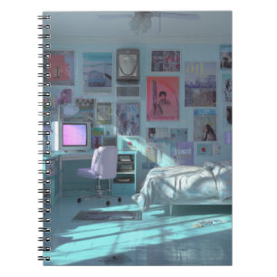 Esthetische Vaporwave Slaapkamer Glow Notitieboek