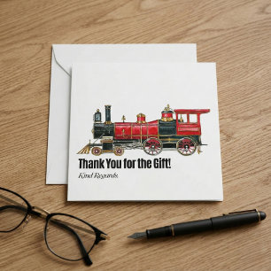 Esthetische Vintage Trein Bedankkaart