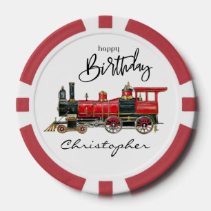Esthetische vintage trein verjaardag pokerfiches poker chips