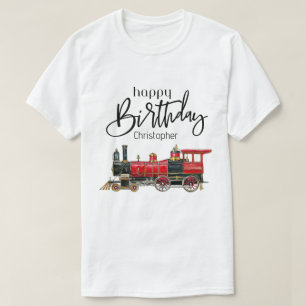 Esthetische vintage trein verjaardag T-shirt