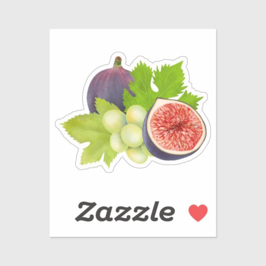 Esthetische Waterverf Fig en Grape Artwork Sticker (Vel)