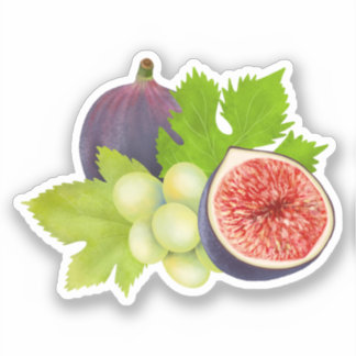 Esthetische Waterverf Fig en Grape Artwork Sticker