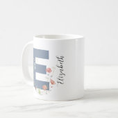 Esthetische Waterverf Floral Letter E Monogram Koffiemok (Voorkant links)