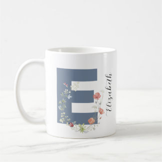 Esthetische Waterverf Floral Letter E Monogram Koffiemok