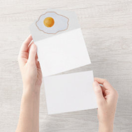Esthetische Waterverf Gebakken Ei Minimalistische  All In One Uitnodiging