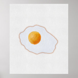 Esthetische Waterverf Gebakken Ei Minimalistische Poster