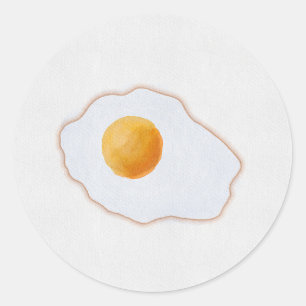 Esthetische Waterverf Gebakken Ei Minimalistische Ronde Sticker