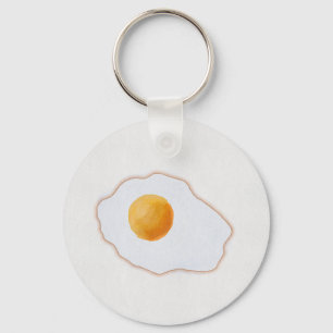 Esthetische Waterverf Gebakken Ei Minimalistische Sleutelhanger