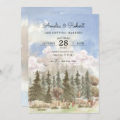 Esthetische waterverf natuur landschap bruiloft kaart (Voorkant / Achterkant)