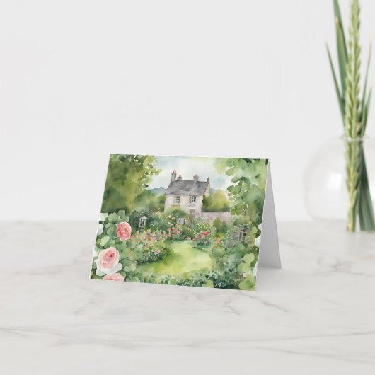 Esthetische Waterverf St Patricks Day Irish House Bedankkaart (Voorkant)