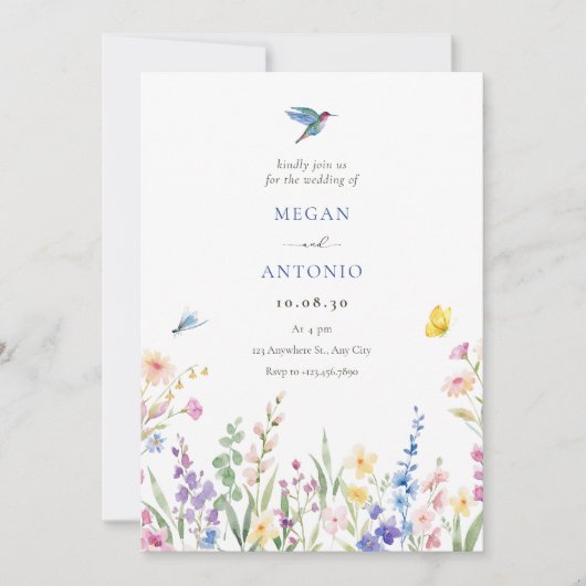 Esthetische wilde bloemen bruiloft save the date (Voorkant)