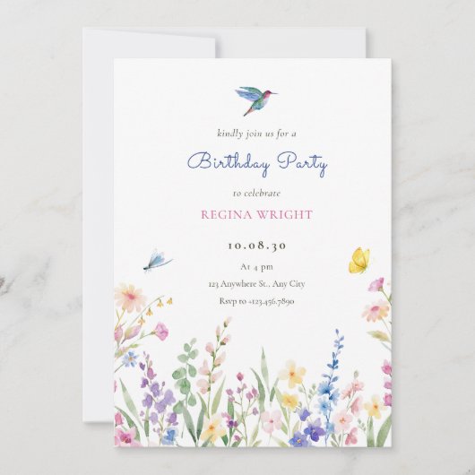 Esthetische wilde bloemen kaart (Voorkant)