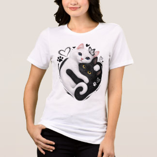 Esthetische Yin Yang katten knuffelen Cute huisdie Tri-Blend Shirt