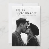 Esthetische Zwart & Wit QR Code Fotobruiloft Kaart (Voorkant)