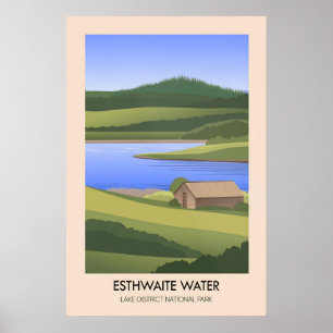 Esthwaite Water Mergelland Reisposter Poster