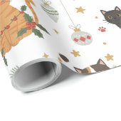 estive Meowy Christmas Cat Pattern Gift Cadeaupapier (Rol Hoek)