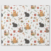 estive Meowy Christmas Cat Pattern Gift Cadeaupapier (Vlak)