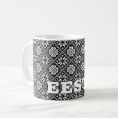 Estland Eesti Etnisch Zwart Wit Breipatroon Koffiemok (Voorkant links)