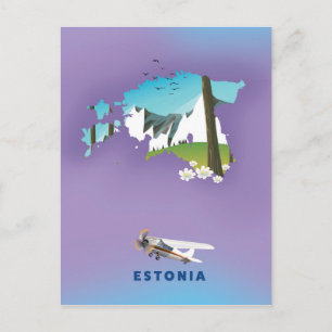 Estland geïllustreerde kaart toeristenposter