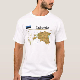 Estland Kaart + Vlag + Titel T-Shirt