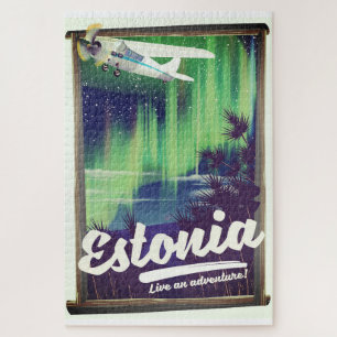 Estland noorderlicht avonturenposter. legpuzzel