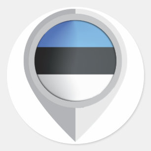Estland Pin Locatie Vlag Ronde Sticker