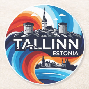 Estland Tallinn Reizen Ronde Kartonnen Onderzetter