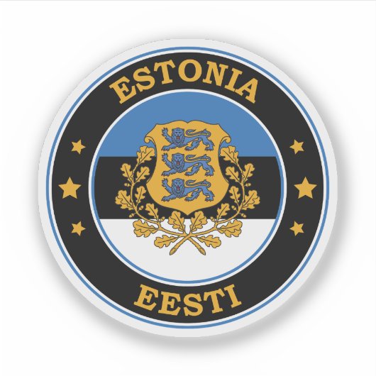 Estland vlag ronde cirkel embleem sticker (Voorkant)