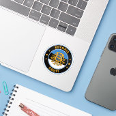 Estland vlag ronde cirkel embleem sticker (Laptop met iPhone)