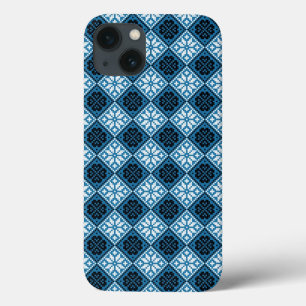Estonian Blue Black en White Mitten Pattern iPhone 13 Hoesje