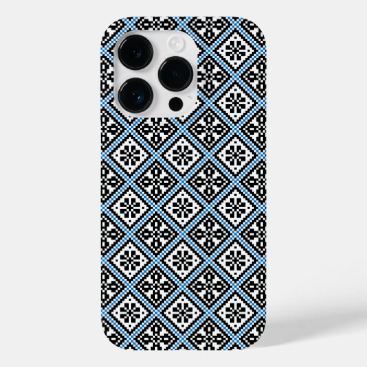 Estonian Blue Black en White Mitten Pattern Hoesje (Achterkant)