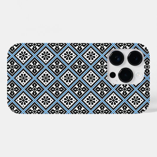 Estonian Blue Black en White Mitten Pattern Hoesje (Achterkant (horizontaal))