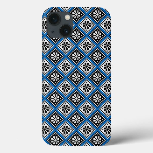 Estonian Blue Black en White Mitten Pattern Hoesje (Achterkant)