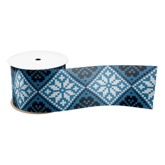 Estonian Blue Black en White Mitten Pattern Lint (Spoel)
