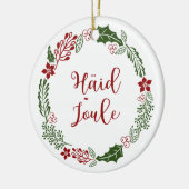 Estonian Merry Kerstmis Wreath, Häid jõule Keramisch Ornament (Links)