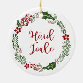 Estonian Merry Kerstmis Wreath, Häid jõule Keramisch Ornament (Achterkant)