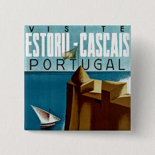 Estoril - Cascais Portugal Vierkante Button 5,1 Cm