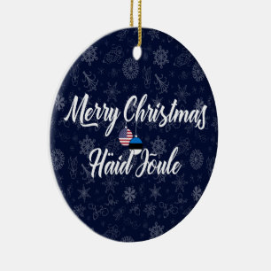 Ests-Amerikaans tweetalig Prettig kerstfeest Keramisch Ornament