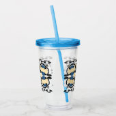 Ests blauw en geel bloemkool kunst acryl drinkbeker (Links)