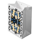 Ests blauw en geel bloemkool kunst medium cadeauzakje (Voorkant Gekanteld)