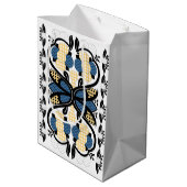 Ests blauw en geel bloemkool kunst medium cadeauzakje (Achterkant Gekanteld)