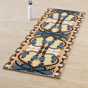 Ests blauw en geel bloemkool kunst yogamat