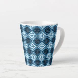 Ests blauw zwart-wit Mitten Pattern Latte Mok