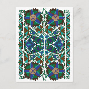 Ests Blue folk art patroon met bloem Briefkaart