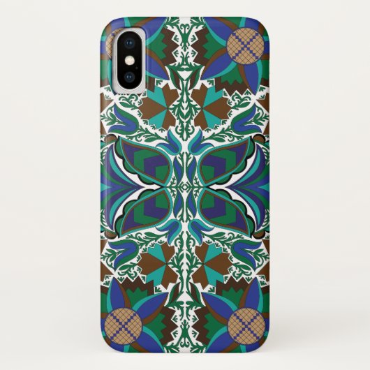 Ests Blue folk art patroon met bloem Case-Mate iPhone Case (Achterkant)