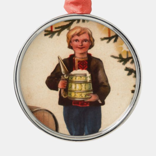 Ests Man met kerstboomversiering Metalen Ornament (Voorkant)