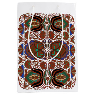 Ests ritueel folkpatroon met bloemen medium cadeauzakje