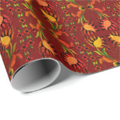 Ests rood volkskunst bloemenontwerp cadeaupapier (Rol Hoek)